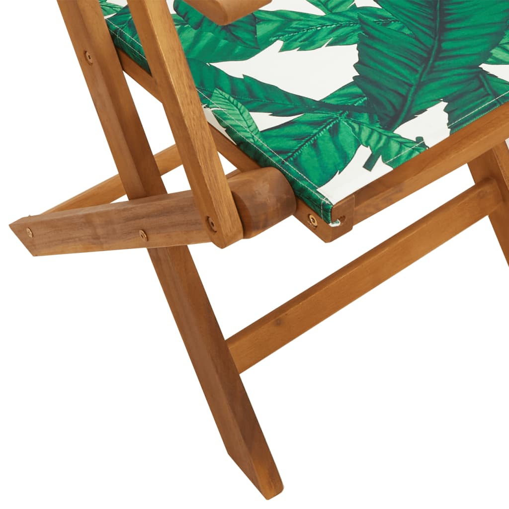 vidaXL Folding Garden Chairs 4 pcs Green Fabric and Solid Wood