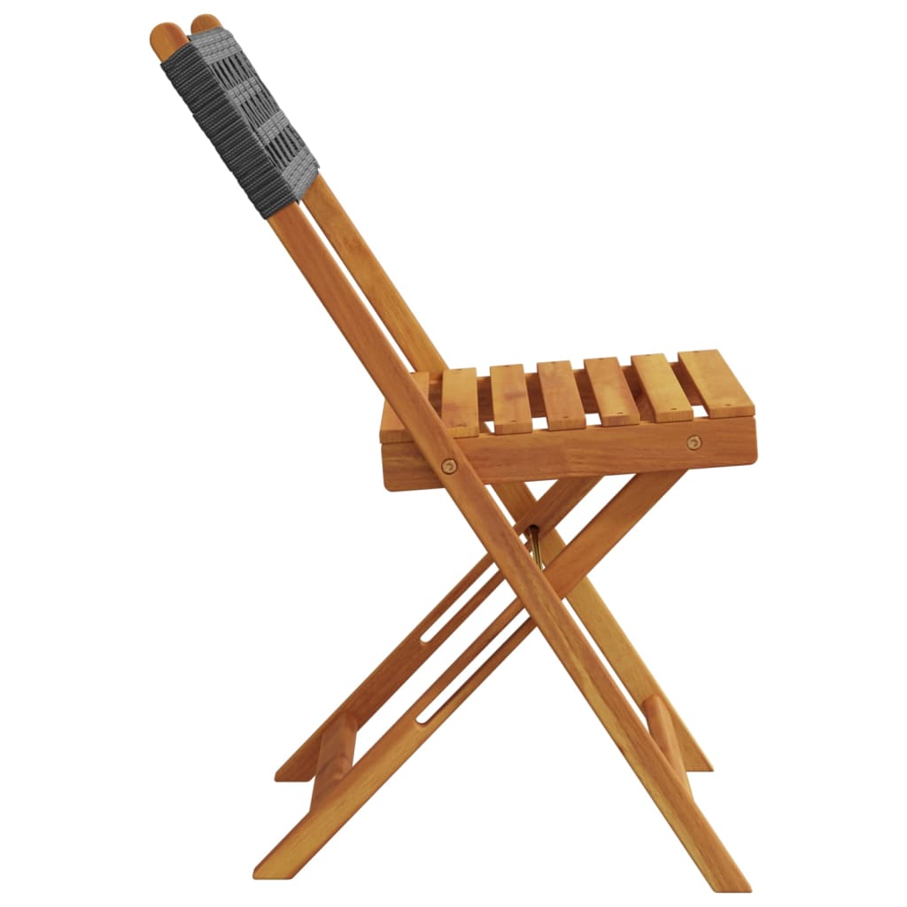 Garden Chair | Set of 8 | Black | Solid acacia wood, PE rattan | Medium