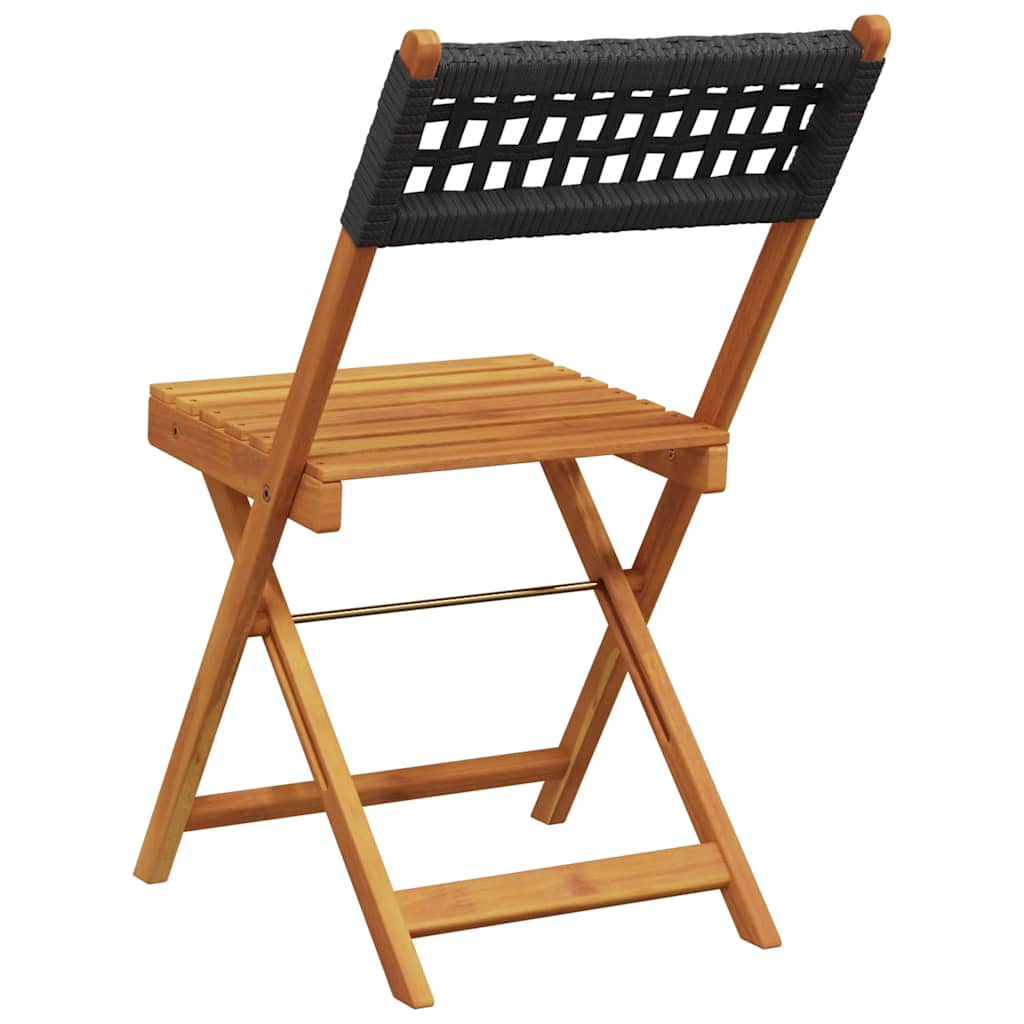 Garden Chair | Set of 8 | Black | Solid acacia wood, PE rattan | Medium
