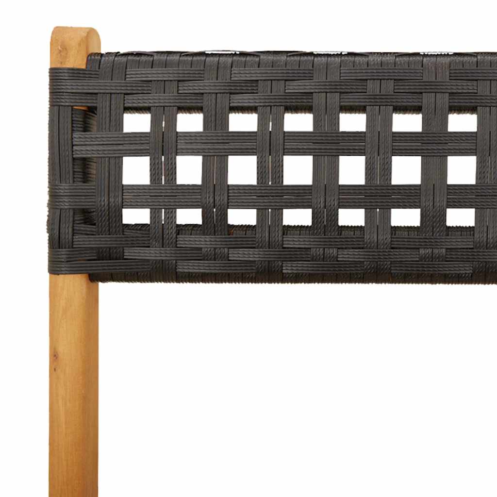 Garden Chair | Set of 8 | Black | Solid acacia wood, PE rattan | Medium