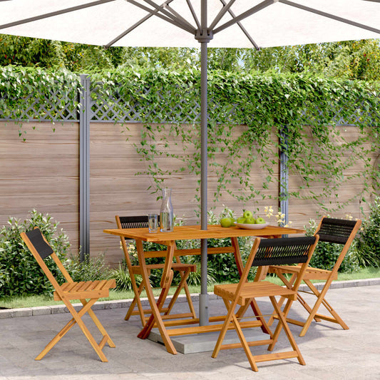 Folding Chairs 4 pcs Black Solid Wood Acacia