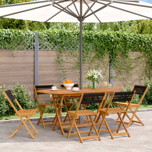 Folding Chairs 6 pcs Black Solid Wood Acacia