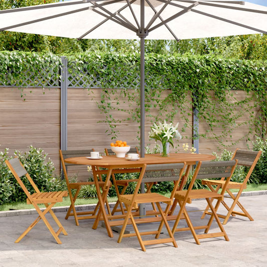 Folding Chairs 6 pcs Grey Solid Wood Acacia