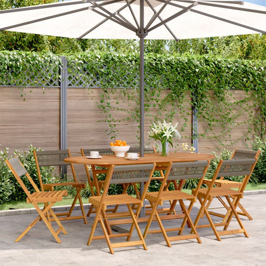 Folding Chairs 8 pcs Grey Solid Wood Acacia