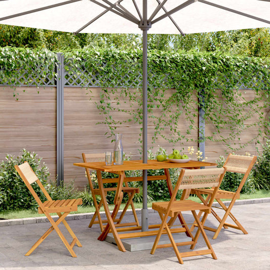 Folding Chairs 4 pcs Beige Solid Wood Acacia