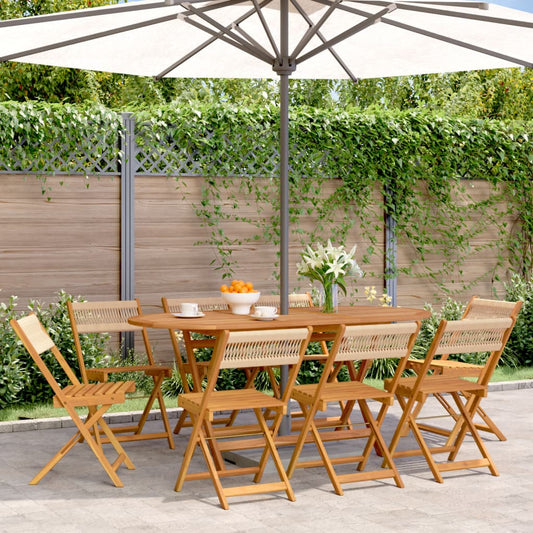 Folding Chairs 8 pcs Beige Solid Wood Acacia