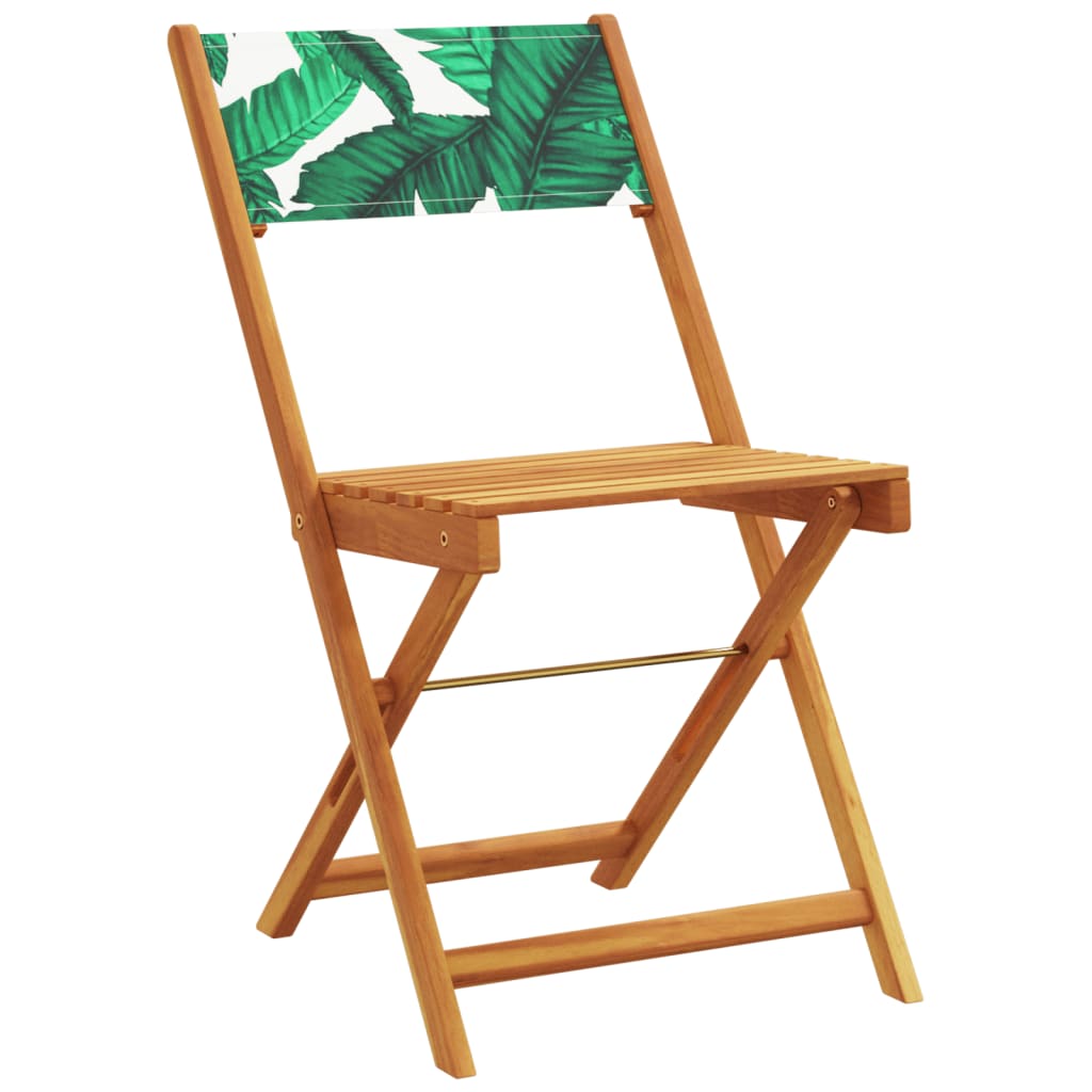 vidaXL Folding Garden Chairs 8 pcs Green Fabric and Solid Wood