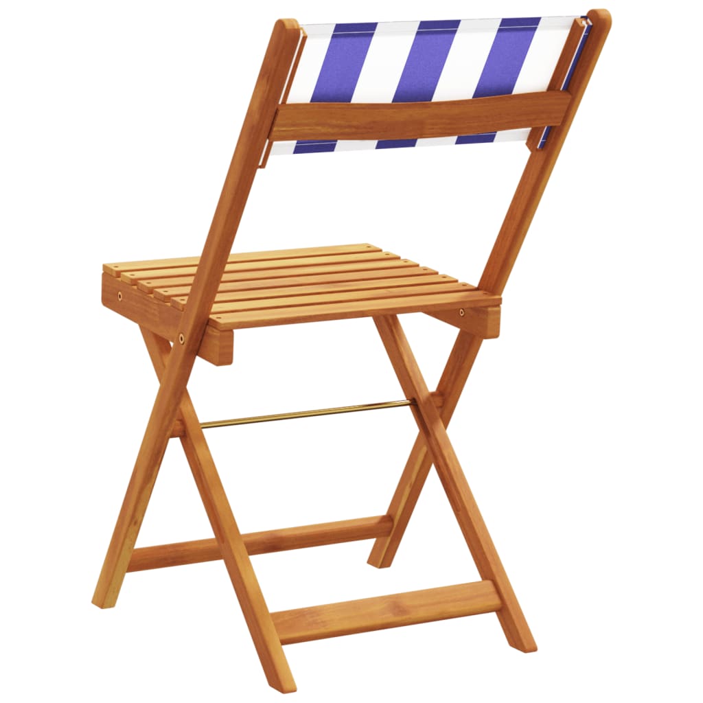 vidaXL Folding Garden Chairs 6 pcs Blue and White Fabric and Solid Wood