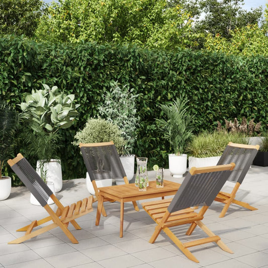 Folding Chairs 4 pcs Grey Solid Wood Acacia