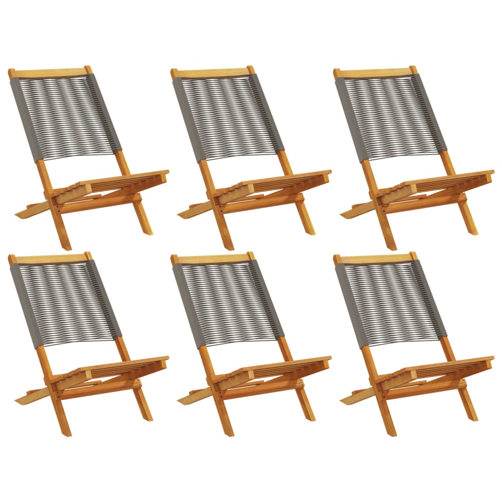 vidaXL Folding Garden Chairs 6 pcs Grey Solid Wood Acacia