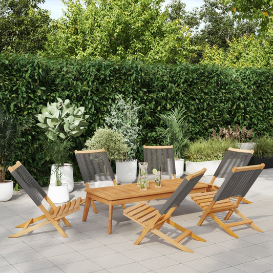 vidaXL Folding Garden Chairs 6 pcs Grey Solid Wood Acacia