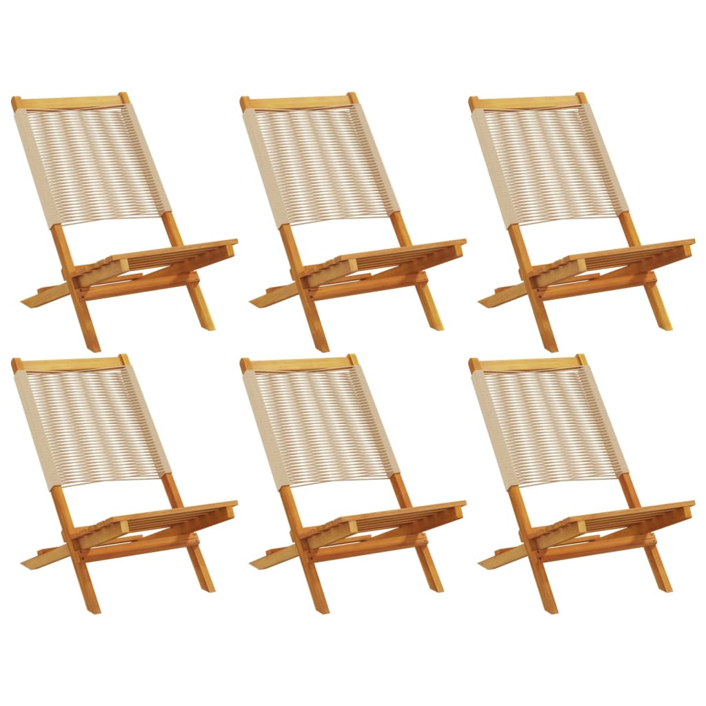 Folding Garden Chairs 6 pcs Beige Solid Wood Acacia