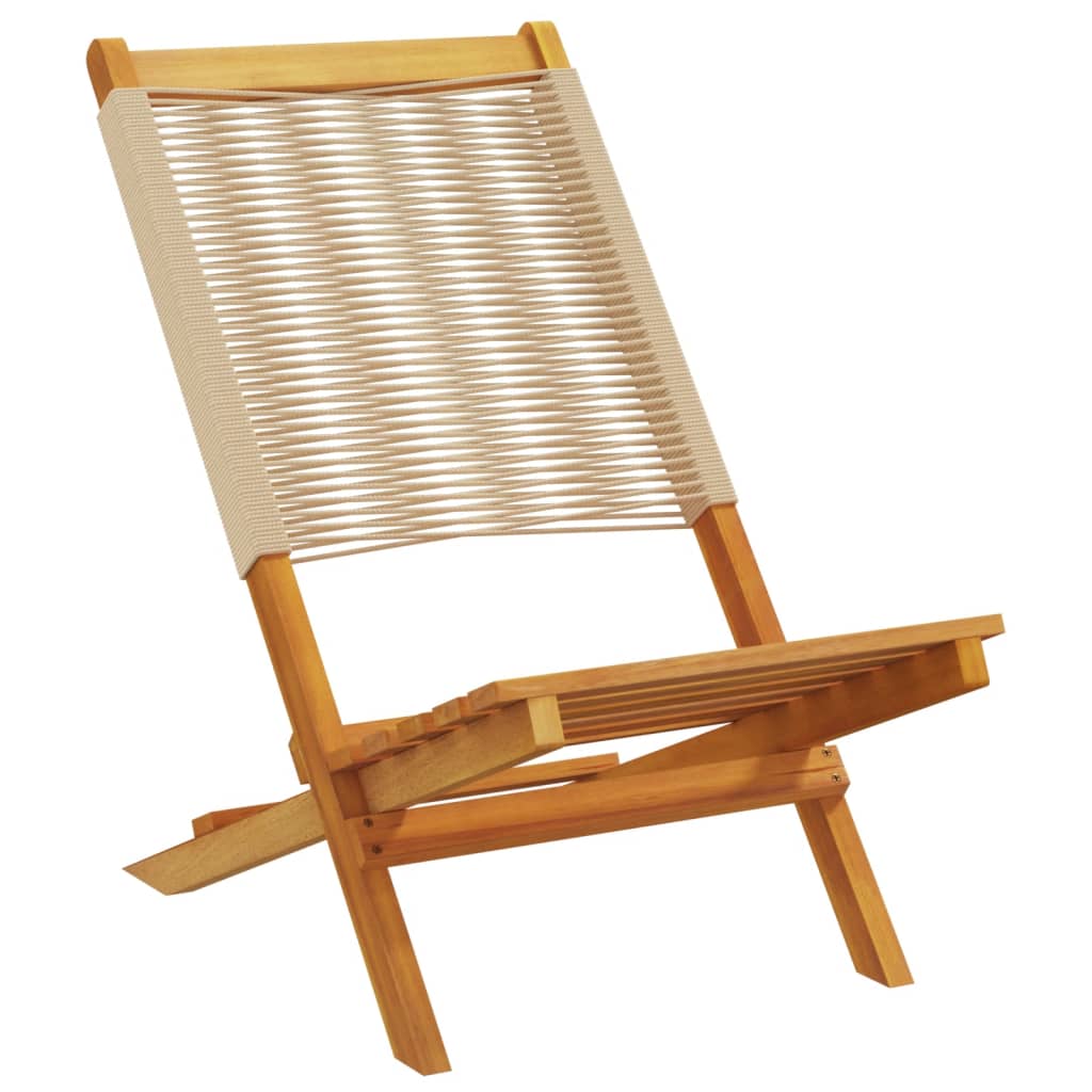 Folding Garden Chairs 6 pcs Beige Solid Wood Acacia