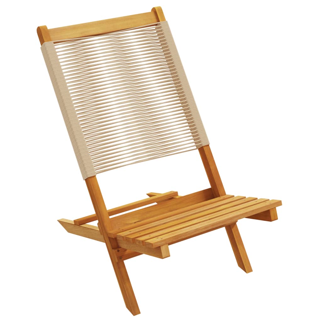 Folding Garden Chairs 6 pcs Beige Solid Wood Acacia
