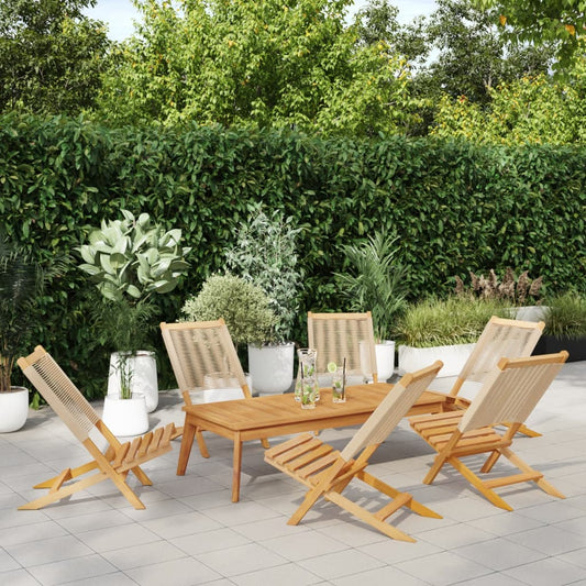 Folding Chairs 6 pcs Beige Solid Wood Acacia