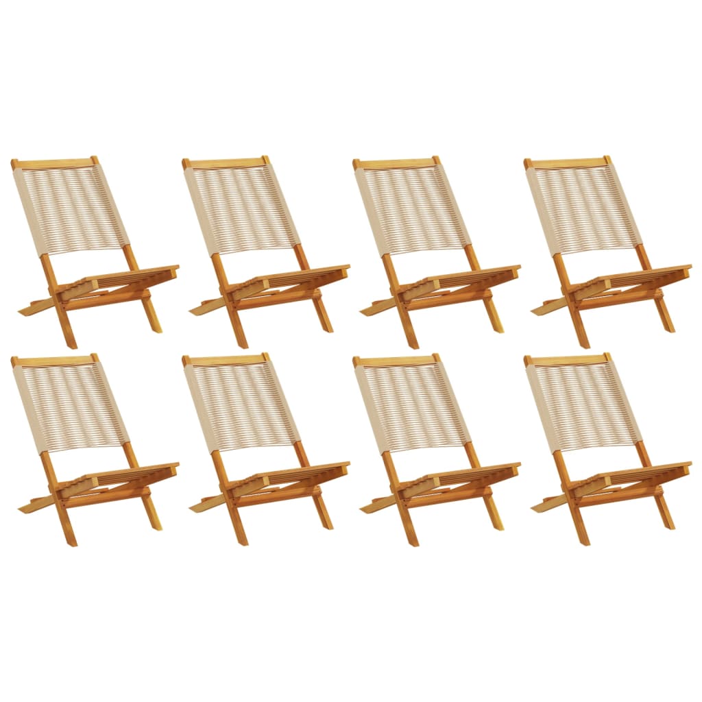 Folding Garden Chairs 8 pcs Beige Solid Wood Acacia