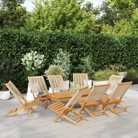 Folding Chairs 8 pcs Beige Solid Wood Acacia