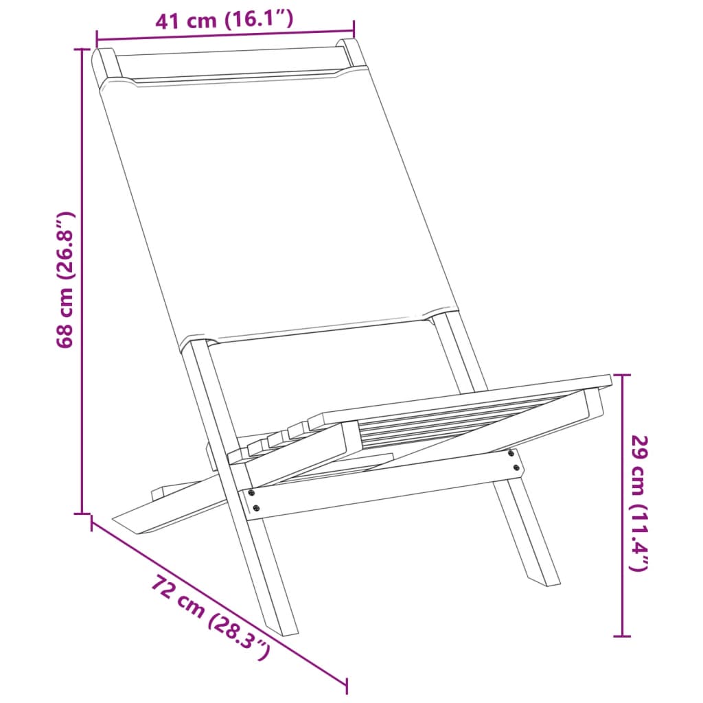 vidaXL Folding Garden Chairs 6 pcs Cream White Fabric and Solid Wood