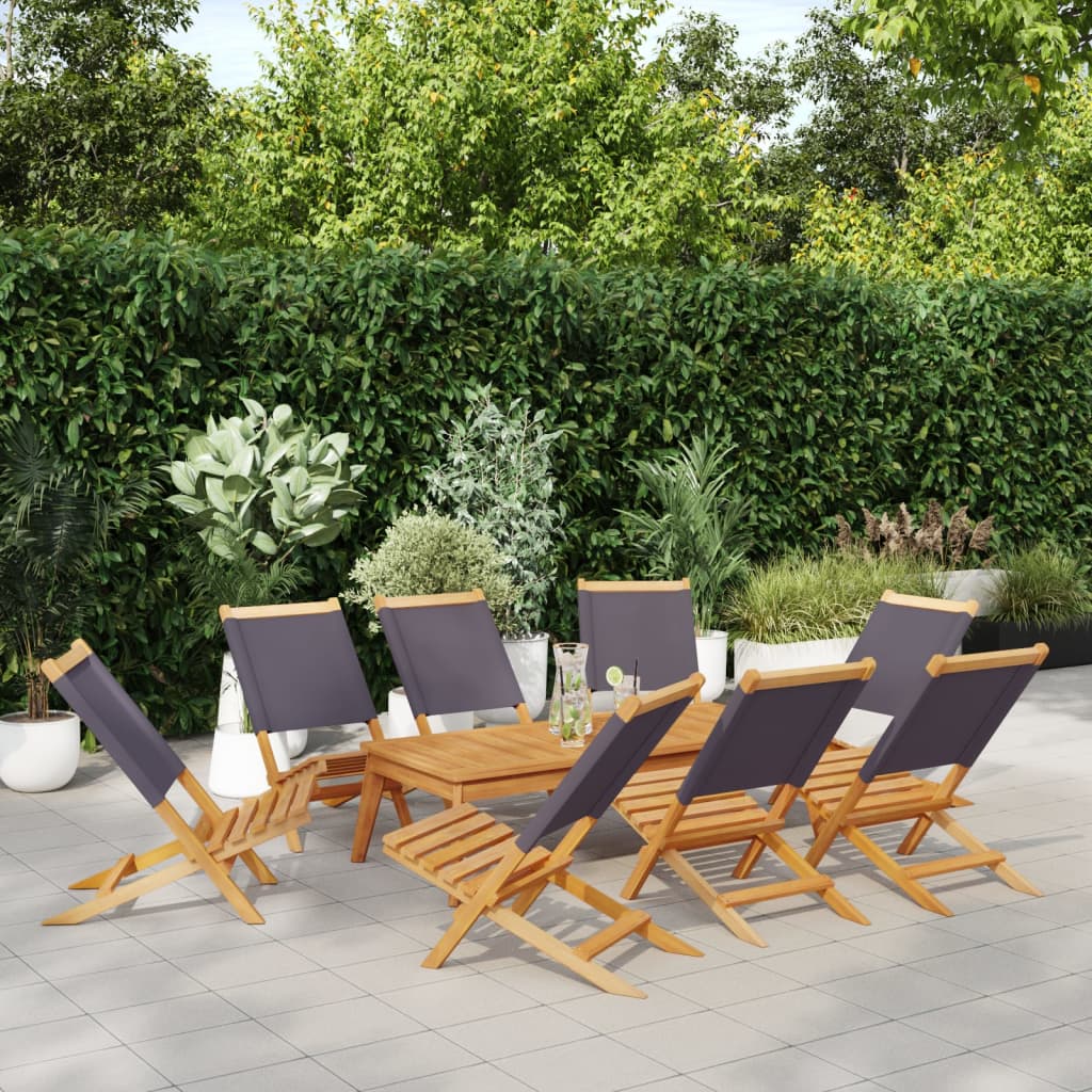 vidaXL Folding Garden Chairs 8 pcs Anthracite Fabric and Solid Wood