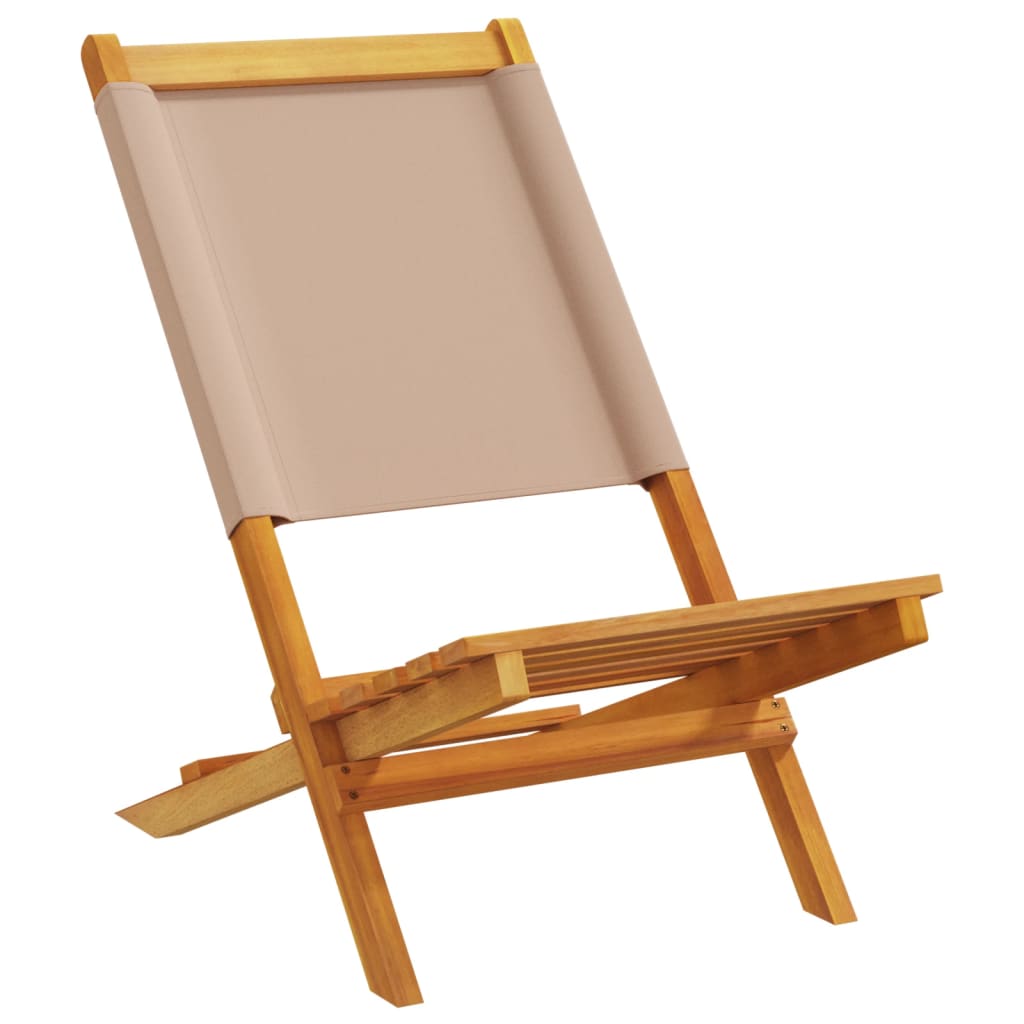 Folding Garden Chairs 8 pcs Taupe Fabric and Solid Wood