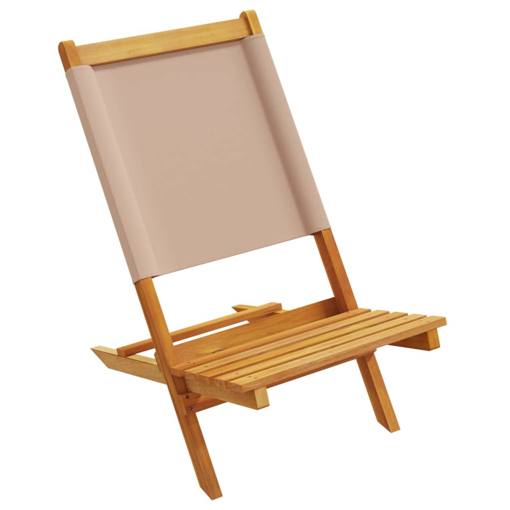 Folding Garden Chairs 8 pcs Taupe Fabric and Solid Wood