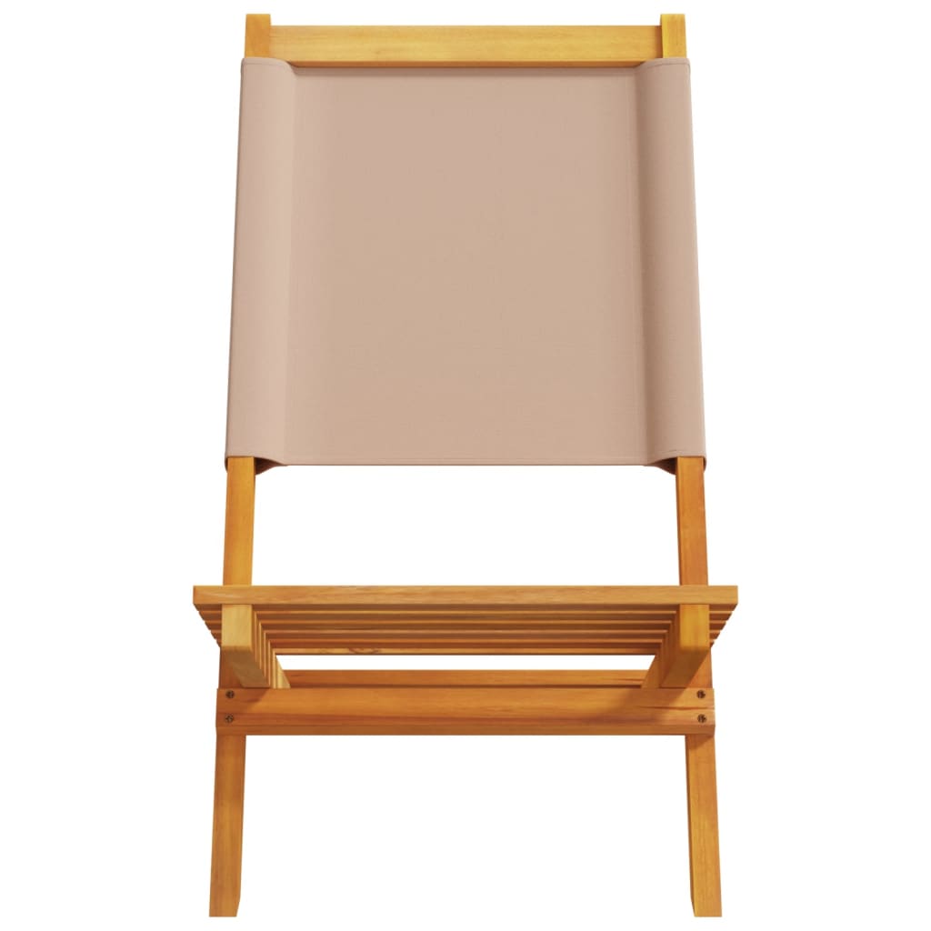 Folding Garden Chairs 8 pcs Taupe Fabric and Solid Wood