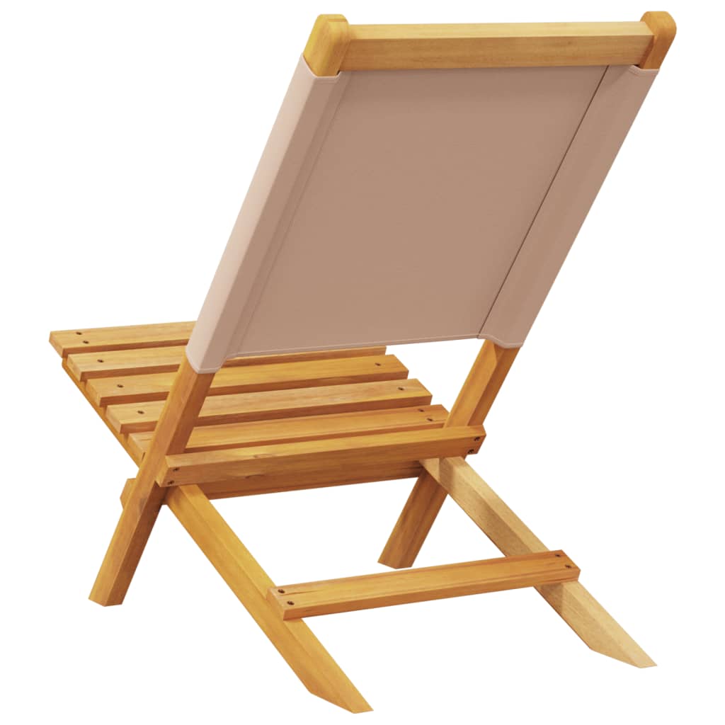 Folding Garden Chairs 8 pcs Taupe Fabric and Solid Wood
