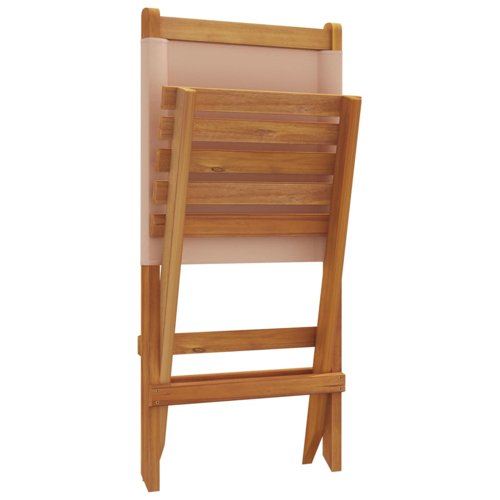 Folding Garden Chairs 8 pcs Taupe Fabric and Solid Wood