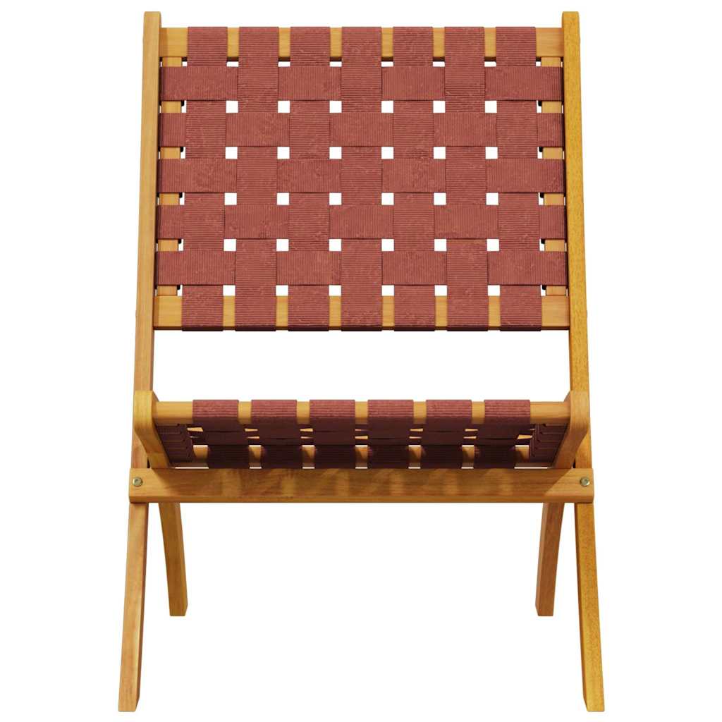 Folding Chairs 2 pcs with Table Red Solid Wood