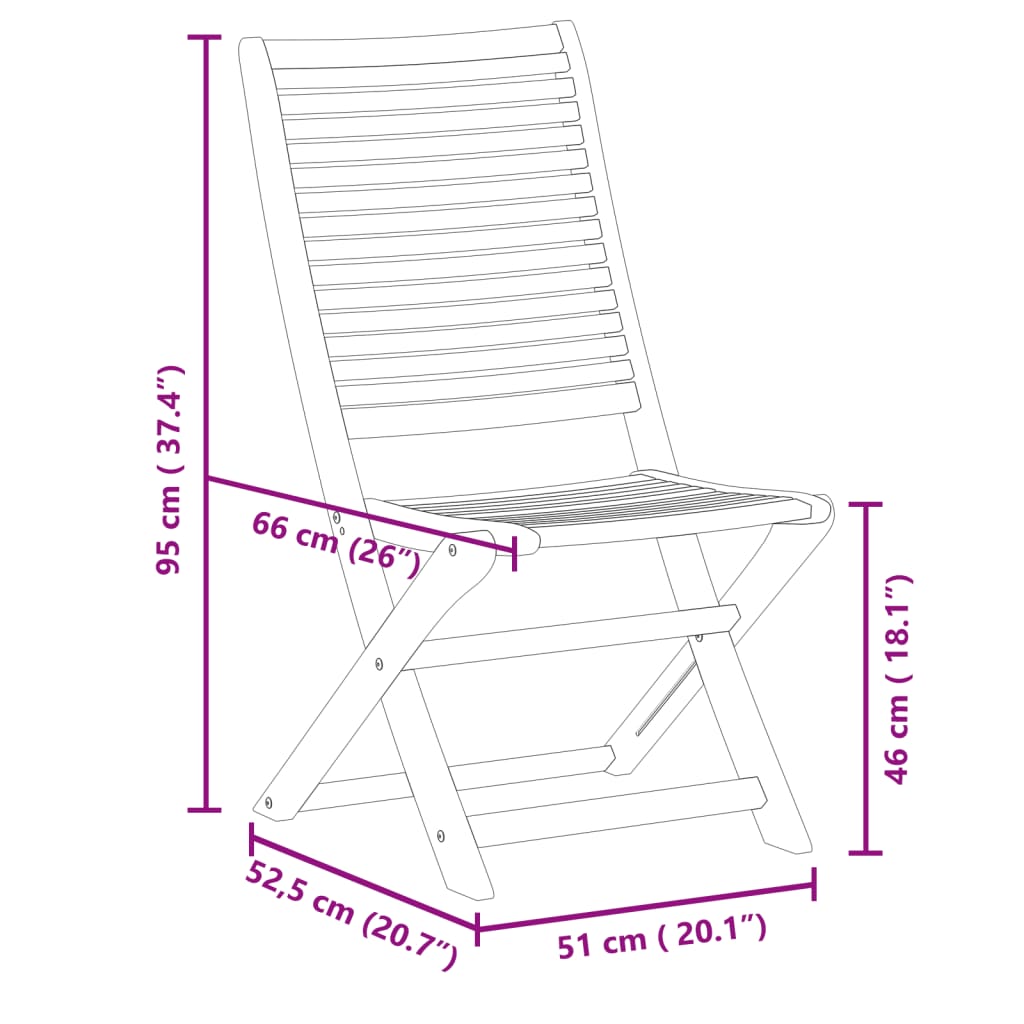 vidaXL Folding Garden Chairs 8 pcs 51x66x95 cm Solid Wood Acacia