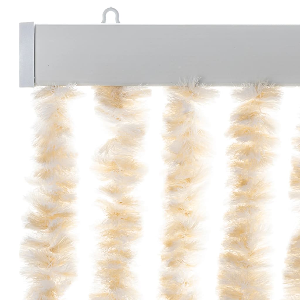 Fly Curtain Beige and White 118x220 cm Chenille