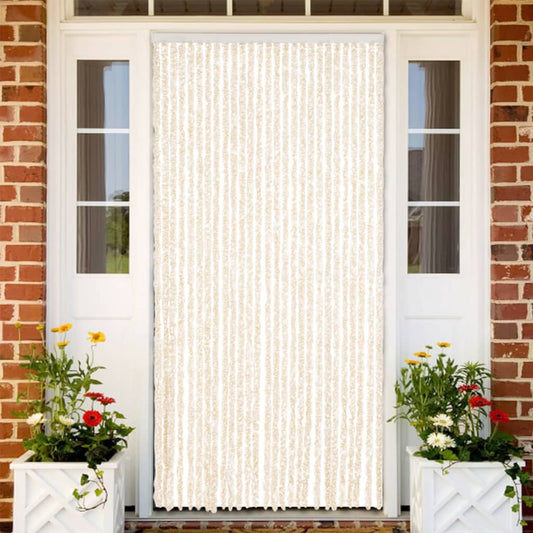 Fly Curtain Beige and White 118x220 cm Chenille