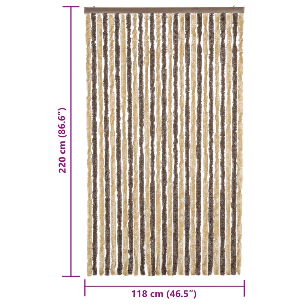 Fly Curtain Dark Brown and Beige 118x220 cm Chenille