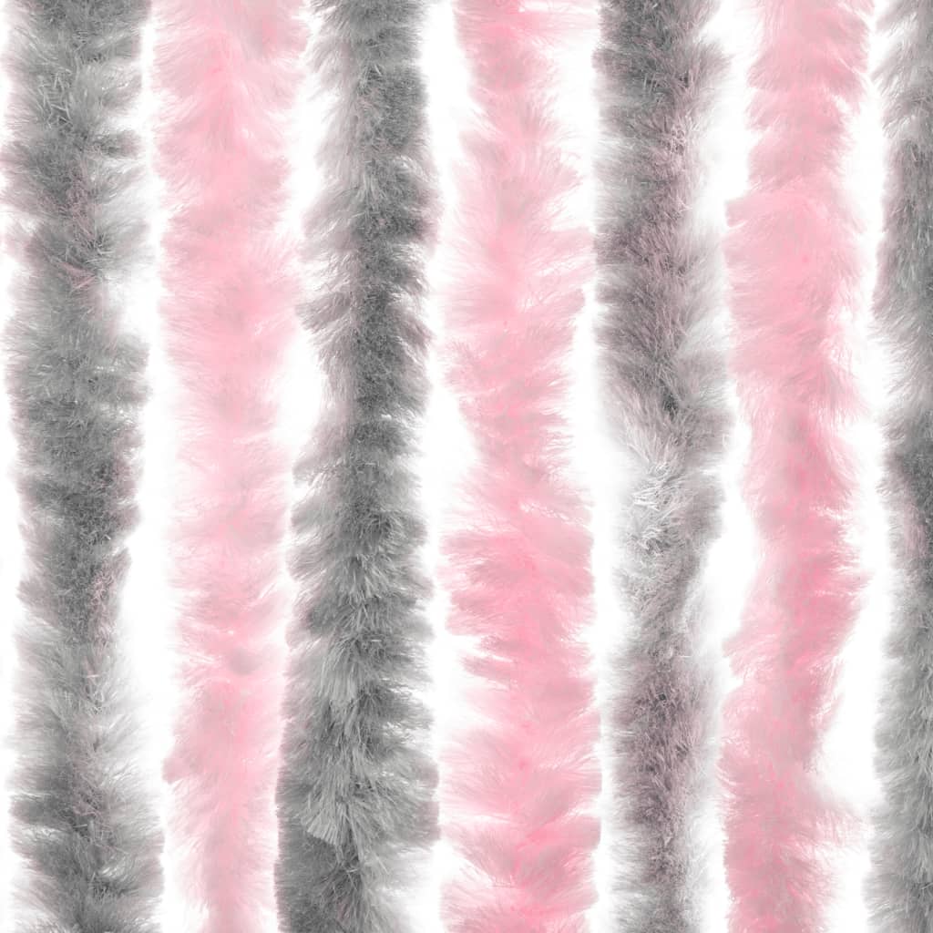 Fly Curtain Silver Grey and Pink 118x220 cm Chenille