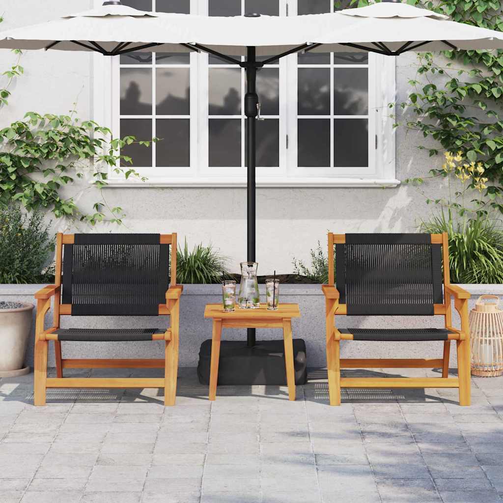 Garden Chairs with Table 3 pcs Black Solid Acacia Wood