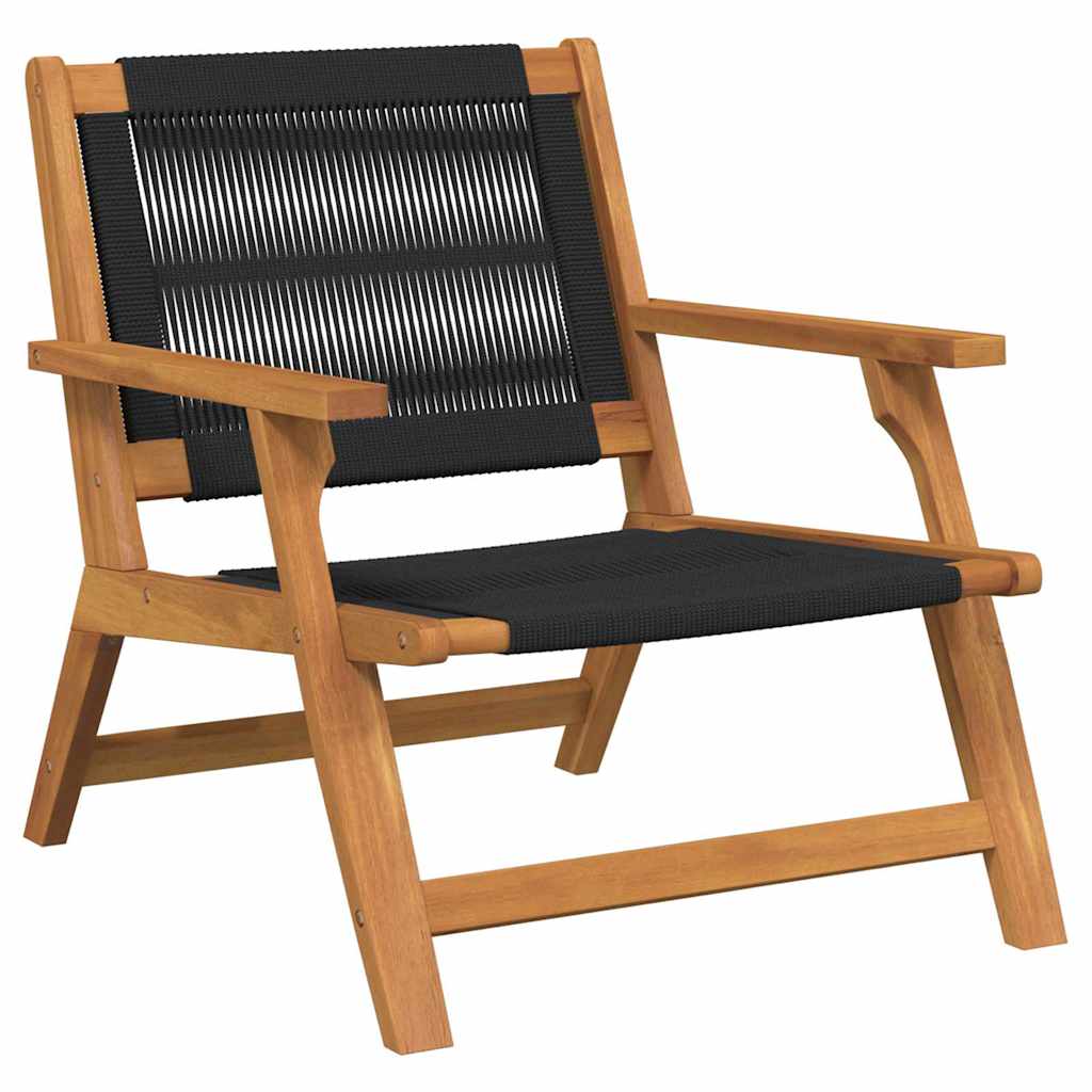 Garden Chairs with Table 3 pcs Black Solid Acacia Wood