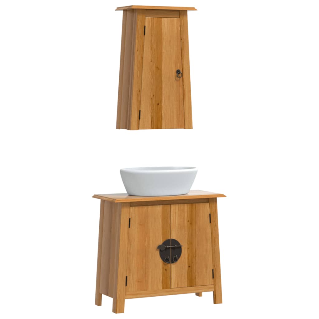 vidaXL 2 Piece Bathroom Furniture Set Solid Wood Pine