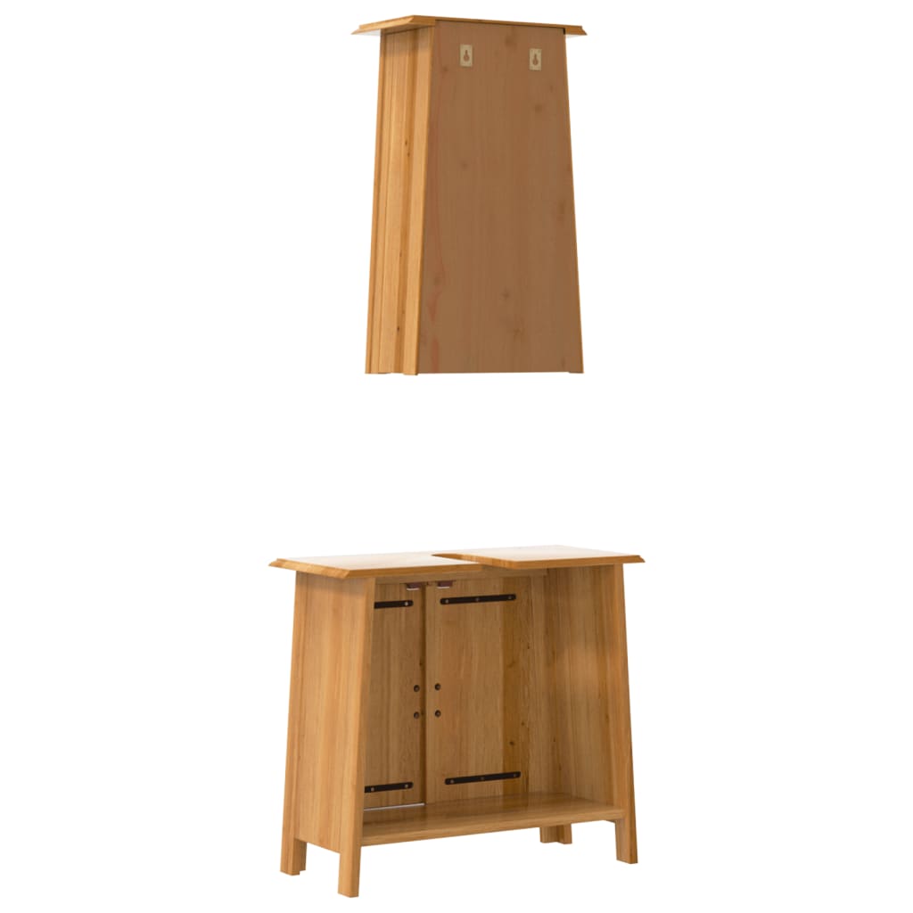 vidaXL 2 Piece Bathroom Furniture Set Solid Wood Pine