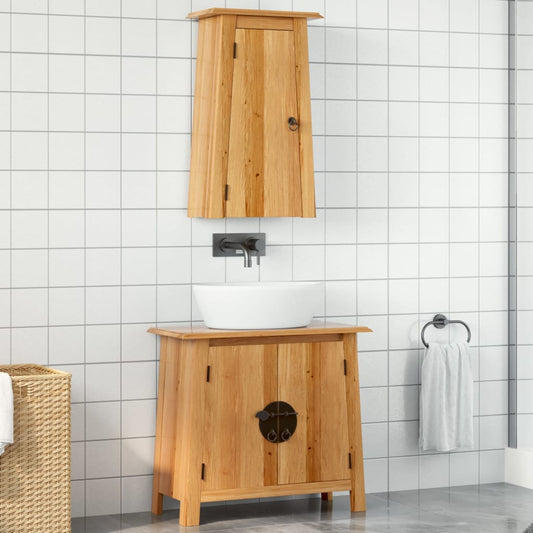 vidaXL 2 Piece Bathroom Furniture Set Solid Wood Pine