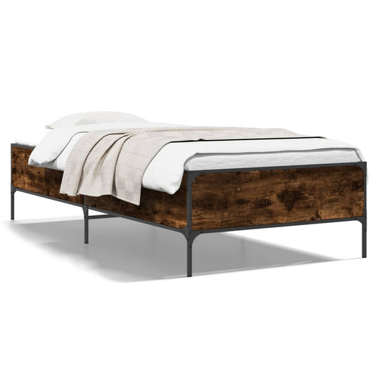 vidaXL Bed Frame without Mattress Smoked Oak 100x200 cm