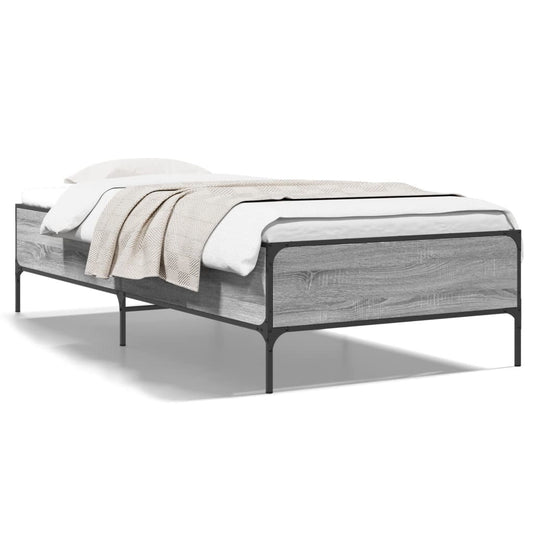 vidaXL Bed Frame without Mattress Grey Sonoma 100x200 cm