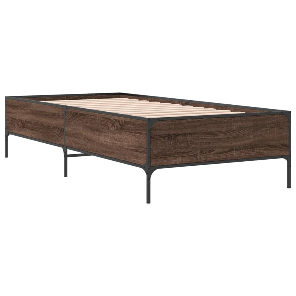 vidaXL Bed Frame without Mattress Brown Oak 100x200 cm