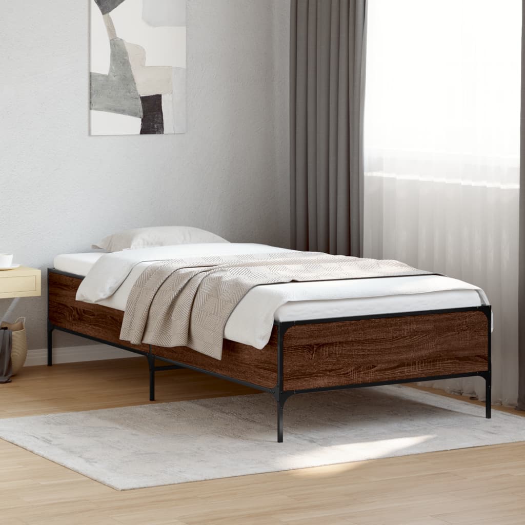 vidaXL Bed Frame without Mattress Brown Oak 100x200 cm