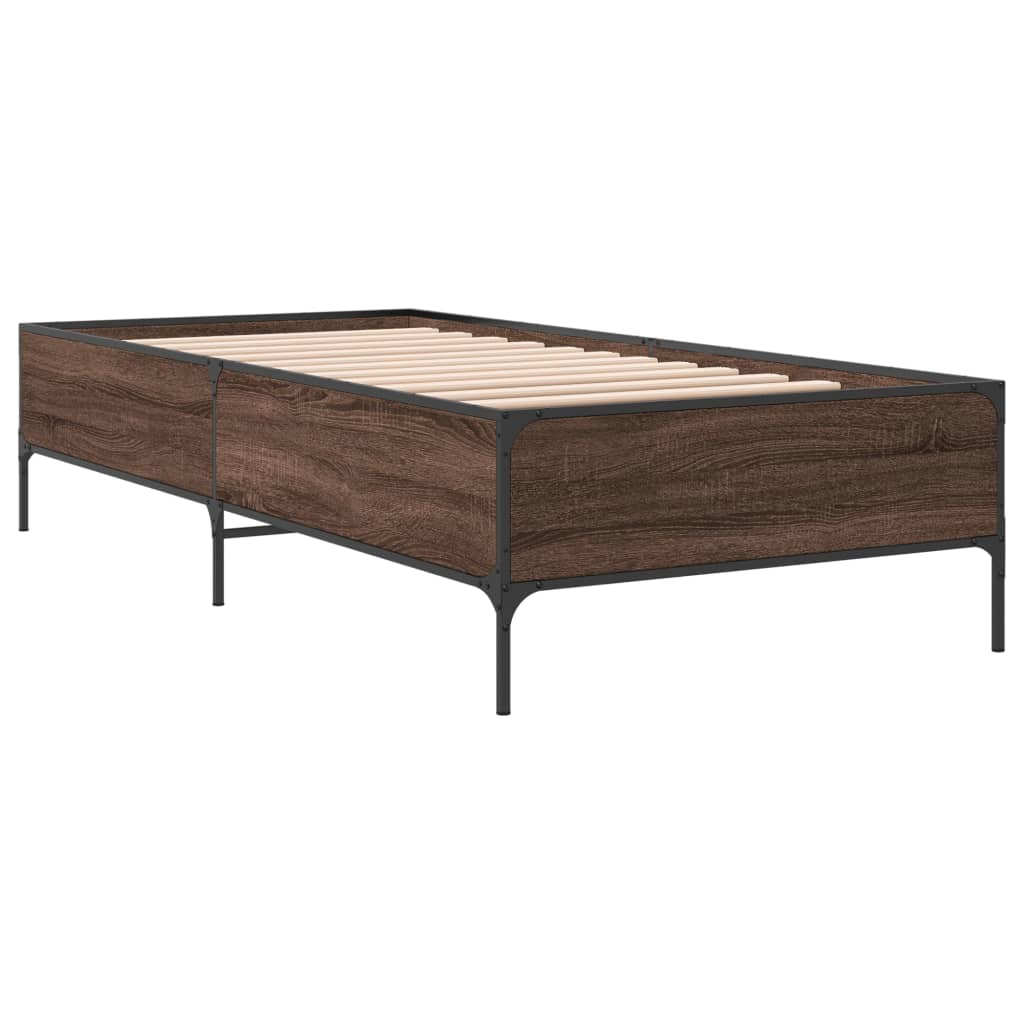 vidaXL Bed Frame without Mattress Brown Oak 100x200 cm