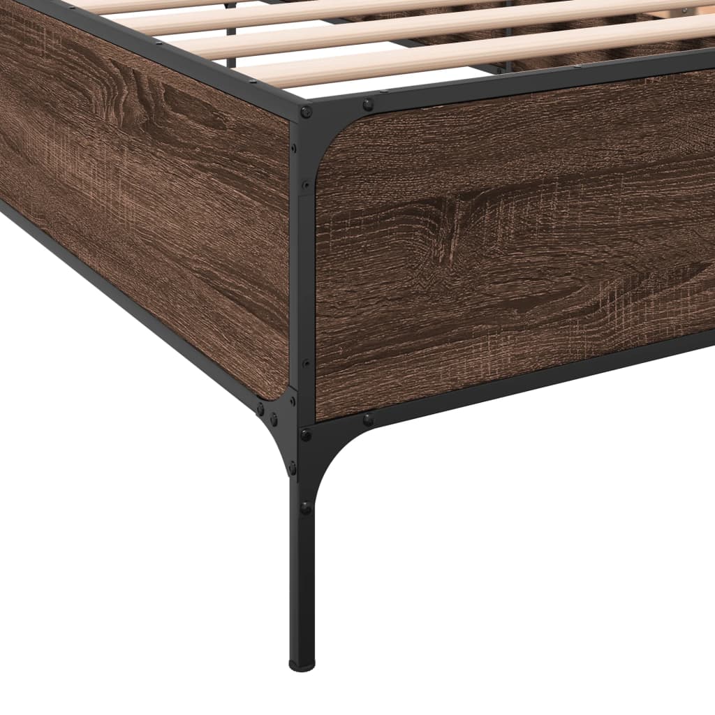 vidaXL Bed Frame without Mattress Brown Oak 100x200 cm