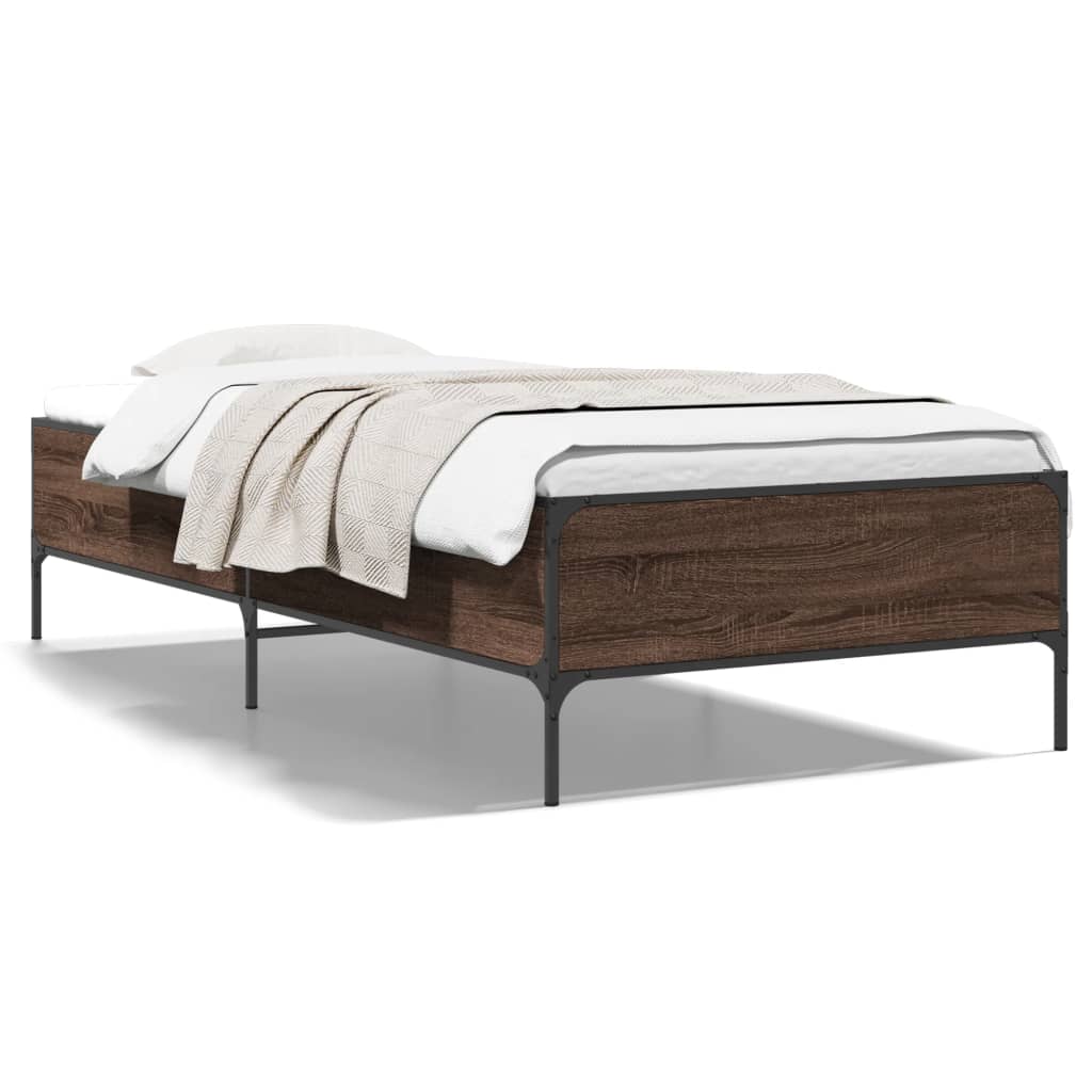 vidaXL Bed Frame without Mattress Brown Oak 100x200 cm