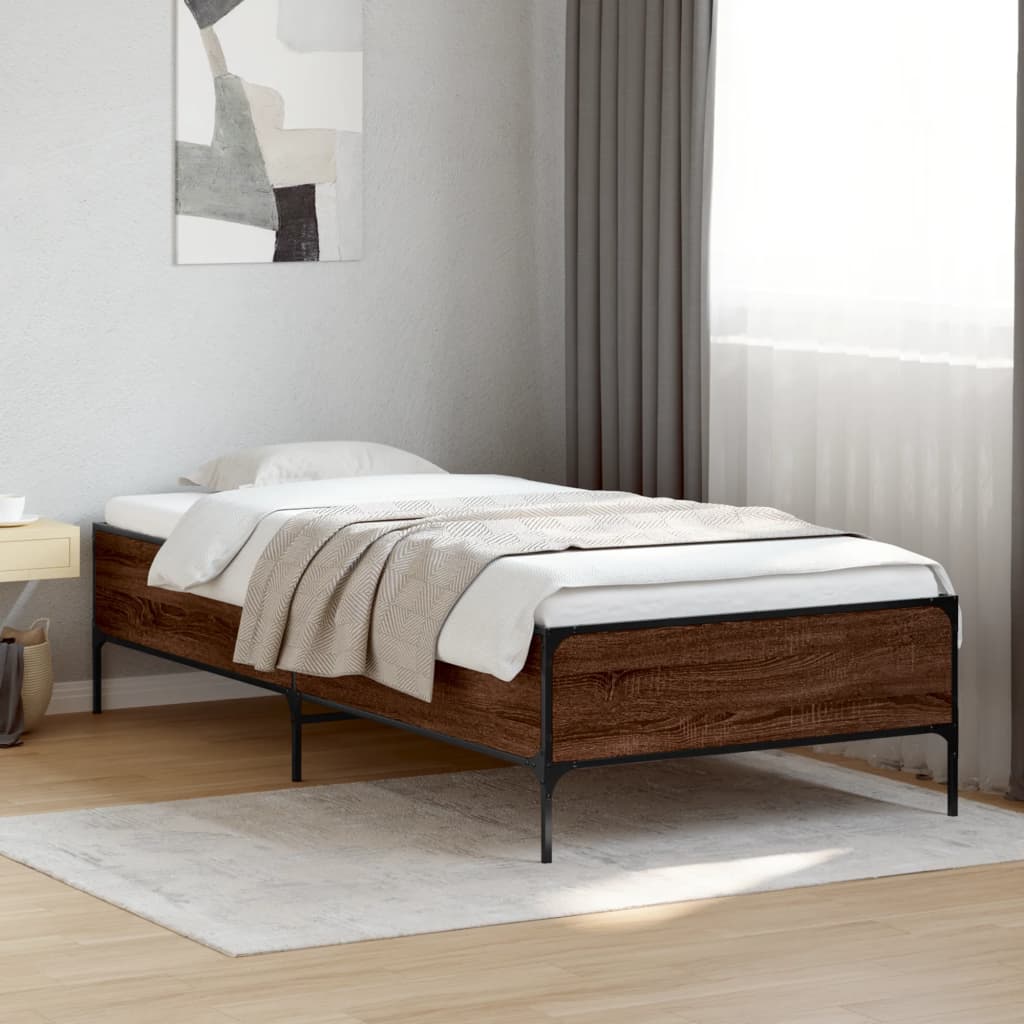 vidaXL Bed Frame without Mattress Brown Oak 90x200 cm