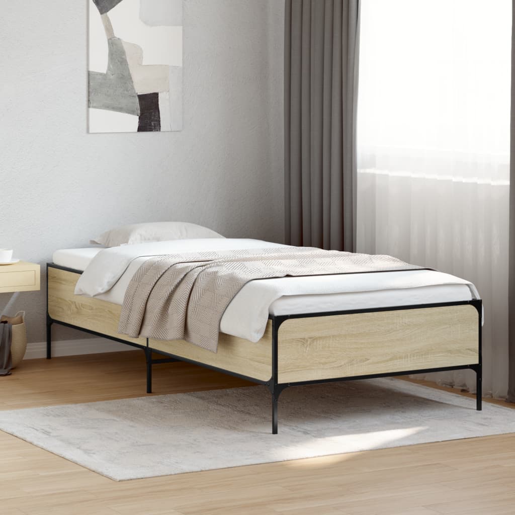 vidaXL Bed Frame without Mattress Sonoma Oak 75x190 cm Small Single