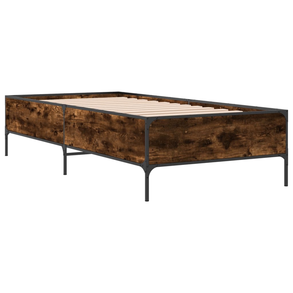 vidaXL Bed Frame without Mattress Smoked Oak 75x190 cm Small Single