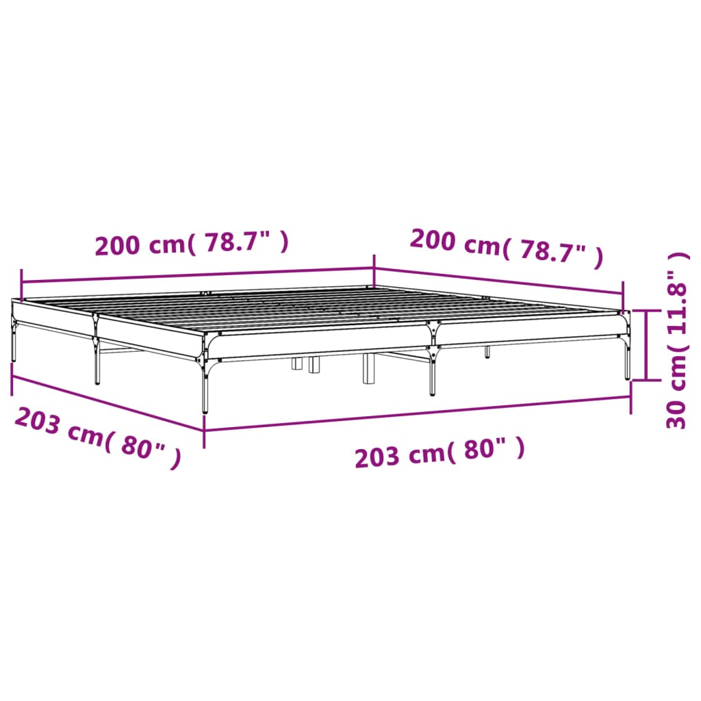 vidaXL Bed Frame without Mattress Sonoma Oak 200x200 cm